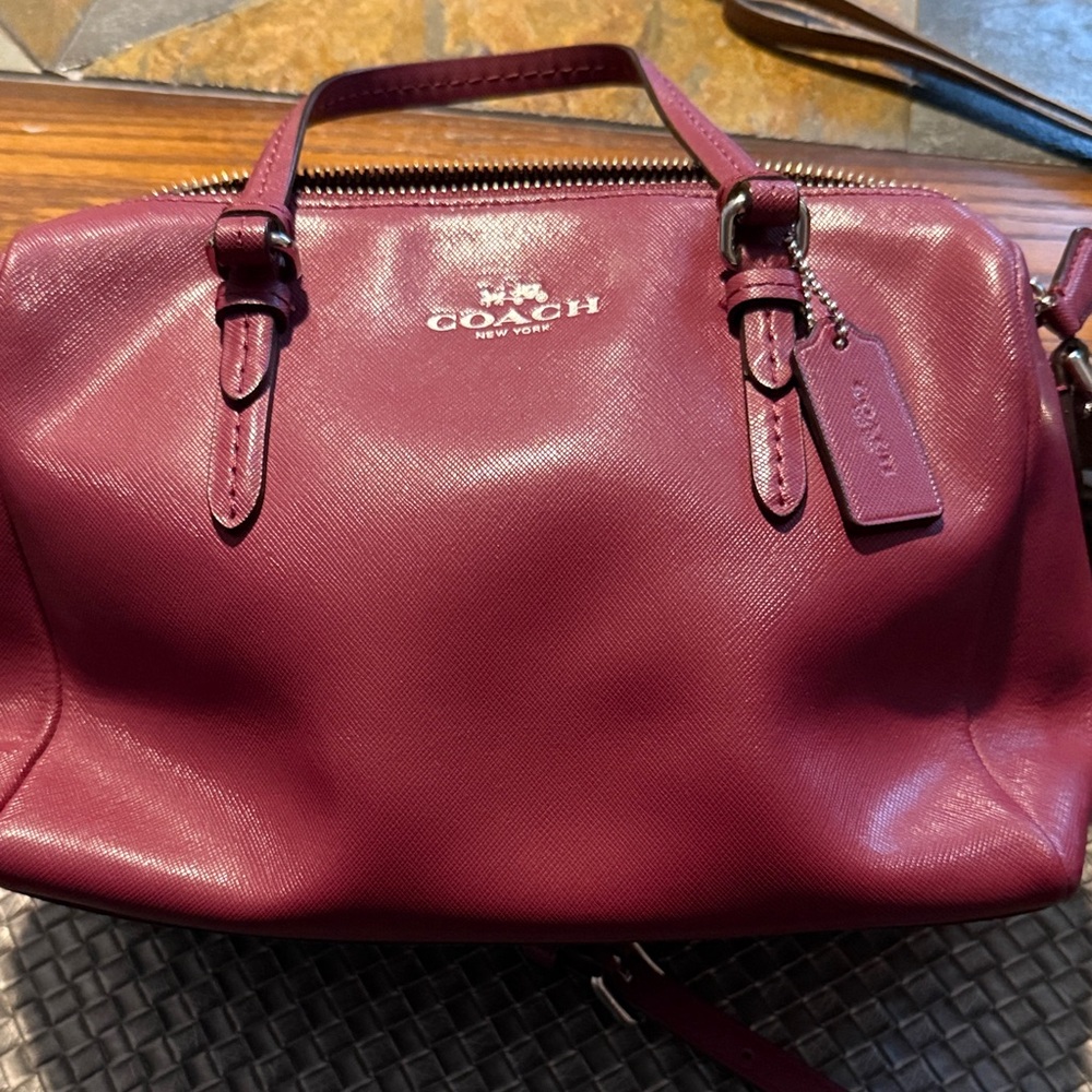 Coach Leather Satchel in Berry